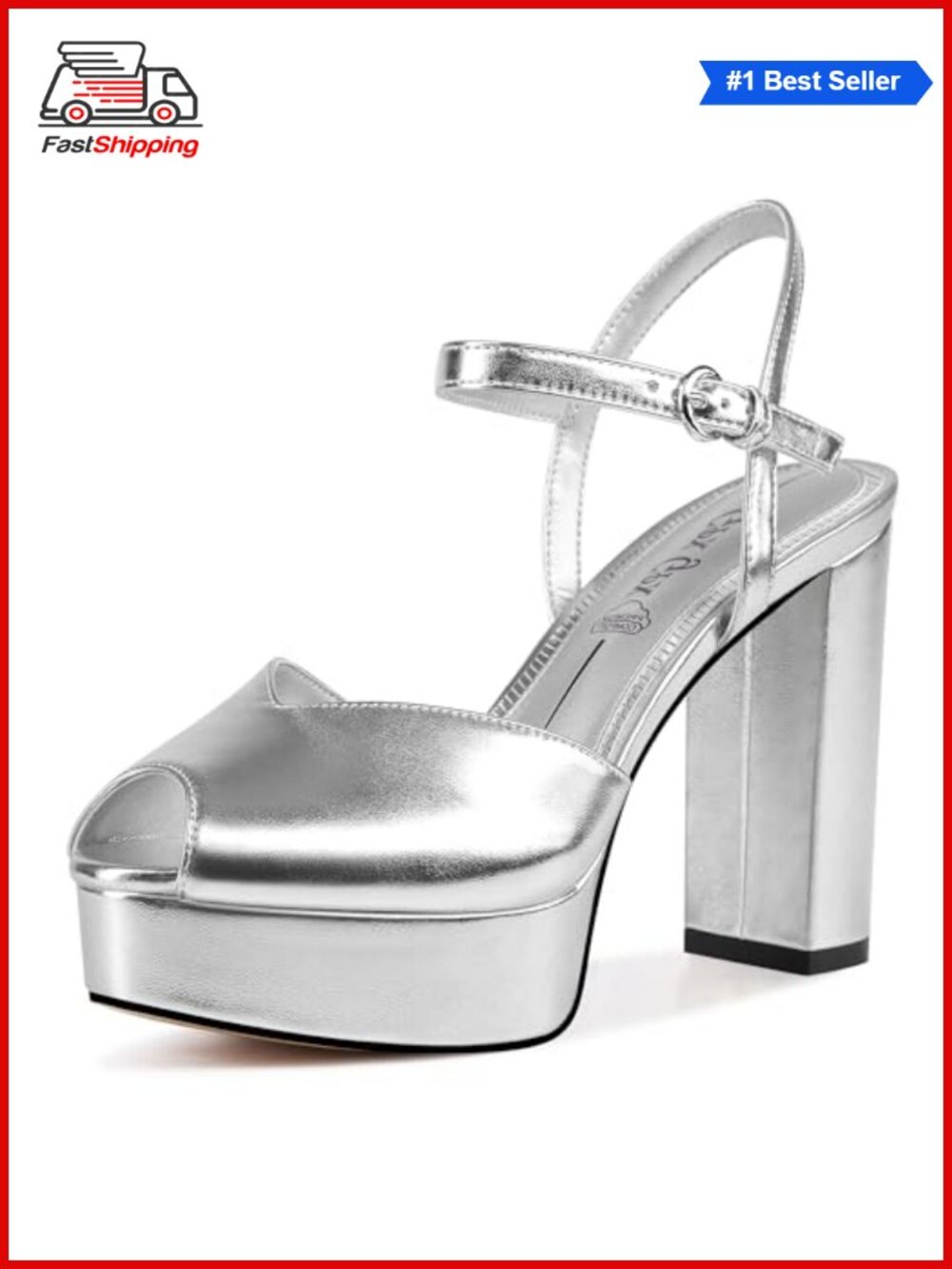 ✨ Platform Sandals Women High Heels Fish Mouth Open Toe Chunky Heel Ankle Strap